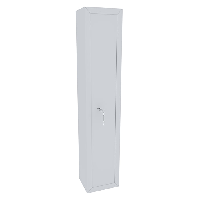 Armadio Portafucili Armi Blindato Fuciliera In Acciaio Con Cassetto Tesoretto Con Serratura E Chiave A Doppia Mappa Bianco Opaco 148x30x25 Cm 3 Posti