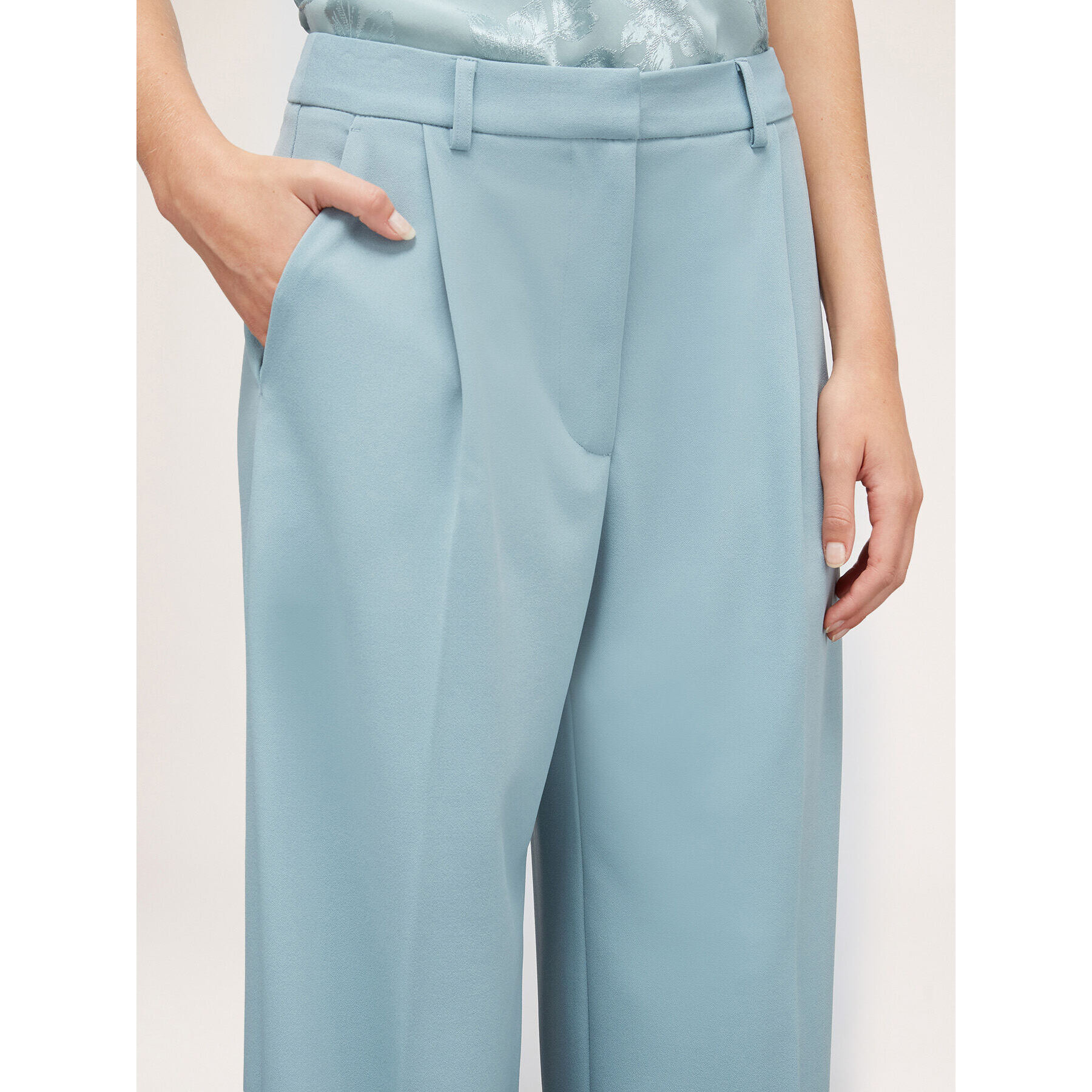 Motivi - Pantaloni palazzo con pieghe - Azzurro