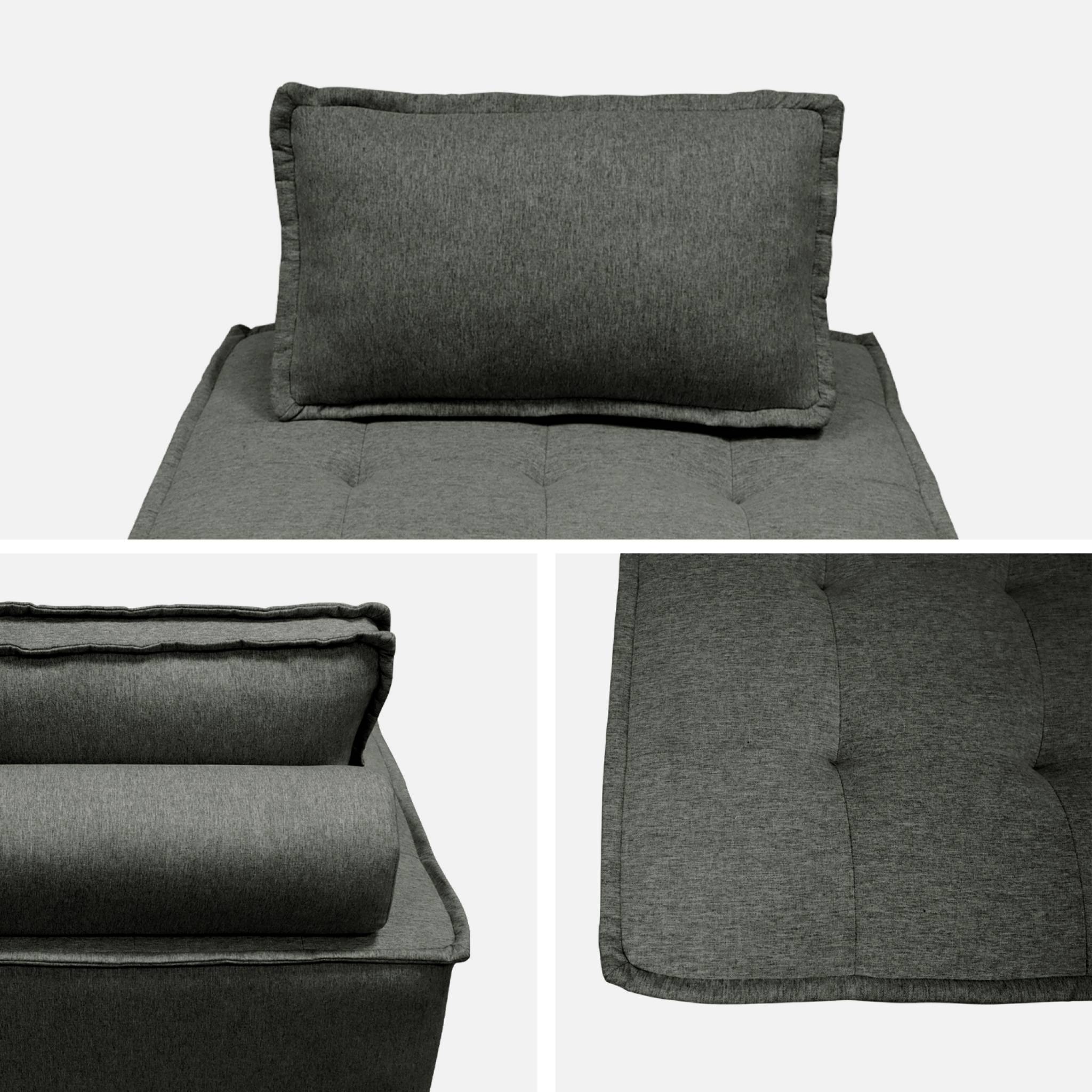 Lot de 2 chauffeuses pour canapé modulable tissu capitonné gris avec un coussin