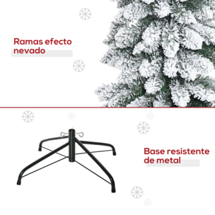 HOMCOM Árbol de Navidad Artificial 210 cm con Nieve Ignífugo con 490 Ramas Hojas de PVC Base Plegable y Soporte Metálico Decoración Navideña para Interiores Verde