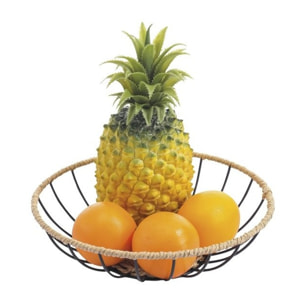 Corbeille à  fruits design industriel Acier & corde en papier WAPI Noir mat MSV