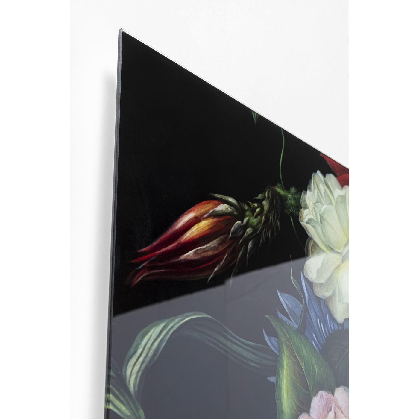 Tableau en verre femme fleurs tropicales Kare Design