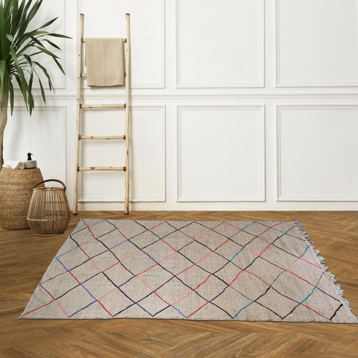 Authentique Tapis berbère fait main en tissu recyclé DEHU