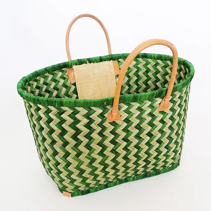 Panier artisanal de Madagascar - Toama GM Vert anis