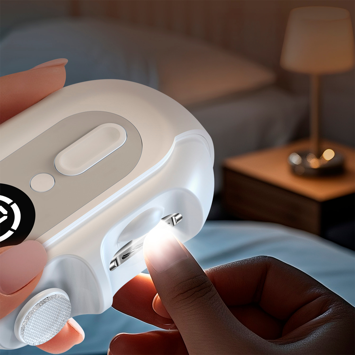 Corta uñas eléctrico 4 en 1. Recortar, limar, pulir, manicura. Con lámpara UV.