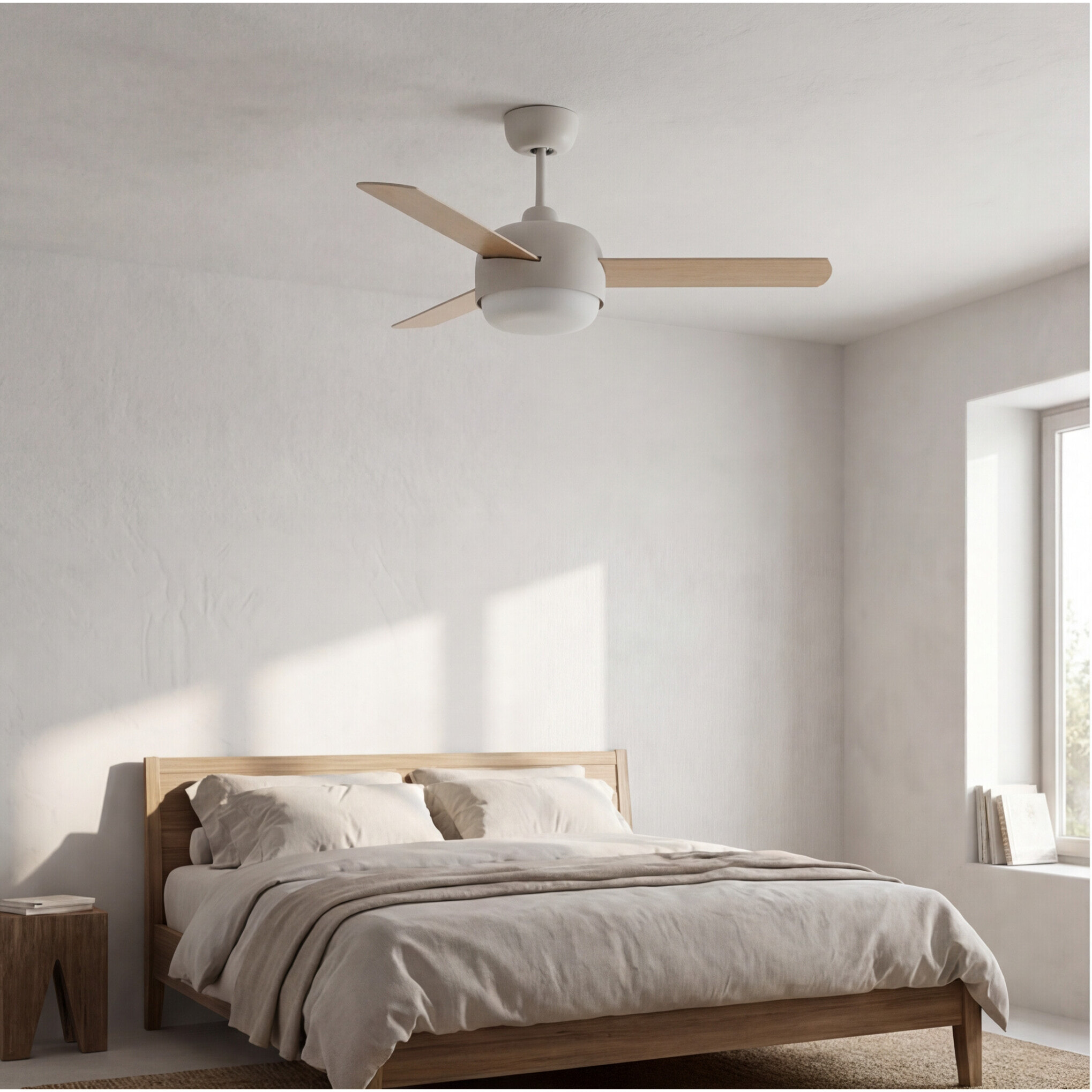 Forlight Ventilador IP20 Klar E27 40W Blanco antiguo Madera