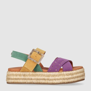 Sandalias de Serraje - Multicolor - Tacón: 5 cm