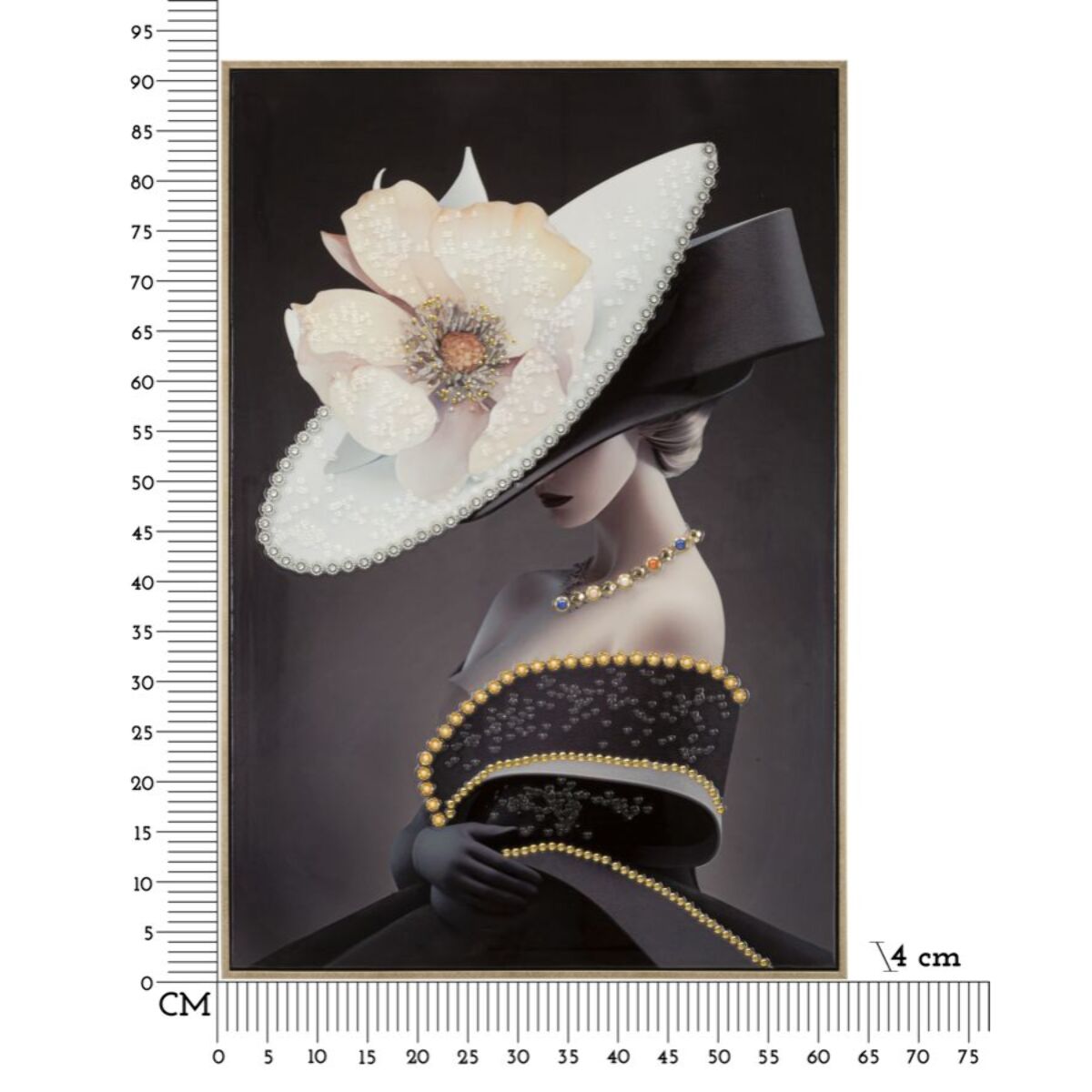 DIPINTO SU TELA LACCATO WIEN HAT -B- C/CORNICE CM 62X4X92