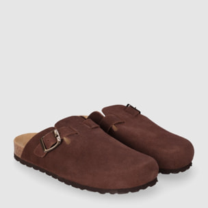 Sandalias de Serraje - Marron - Tacón: Bajo