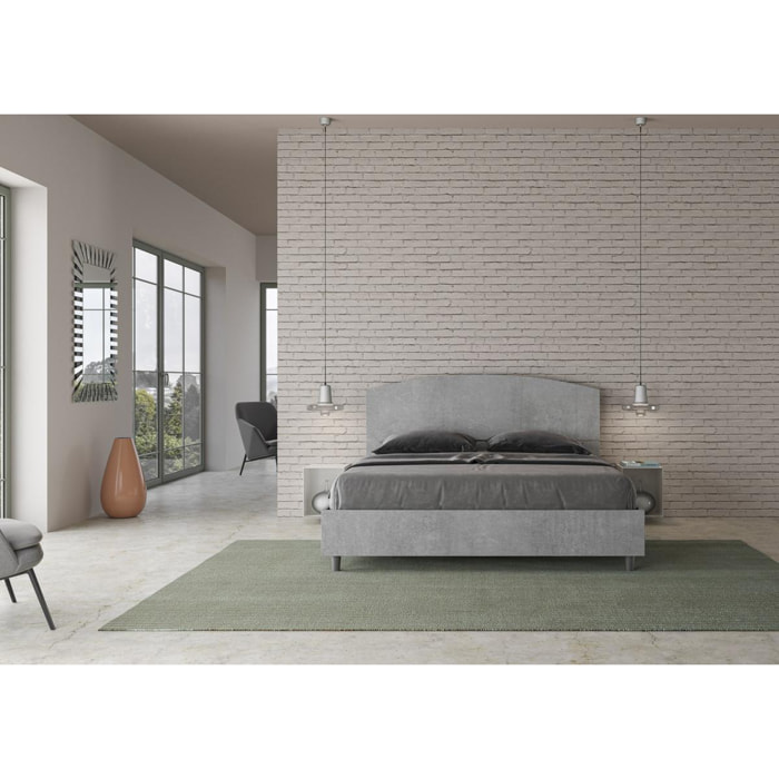 Lit avec sommier 160x190 gris béton Dora