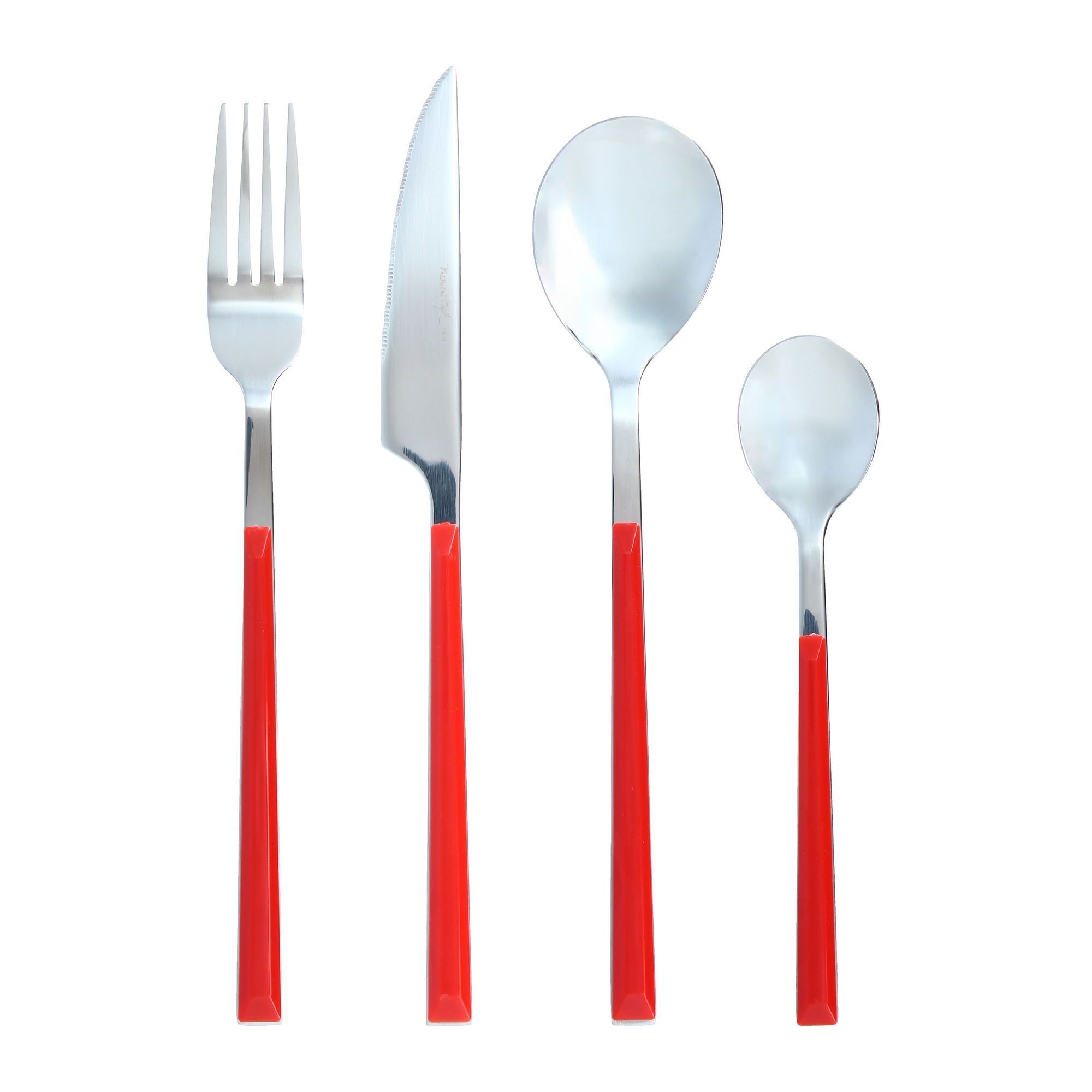 Ménagère 24 pièces en acier inoxydable rouge COLORAMA