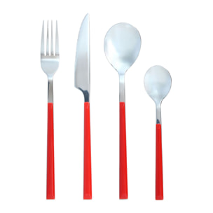 Ménagère 24 pièces en acier inoxydable rouge COLORAMA