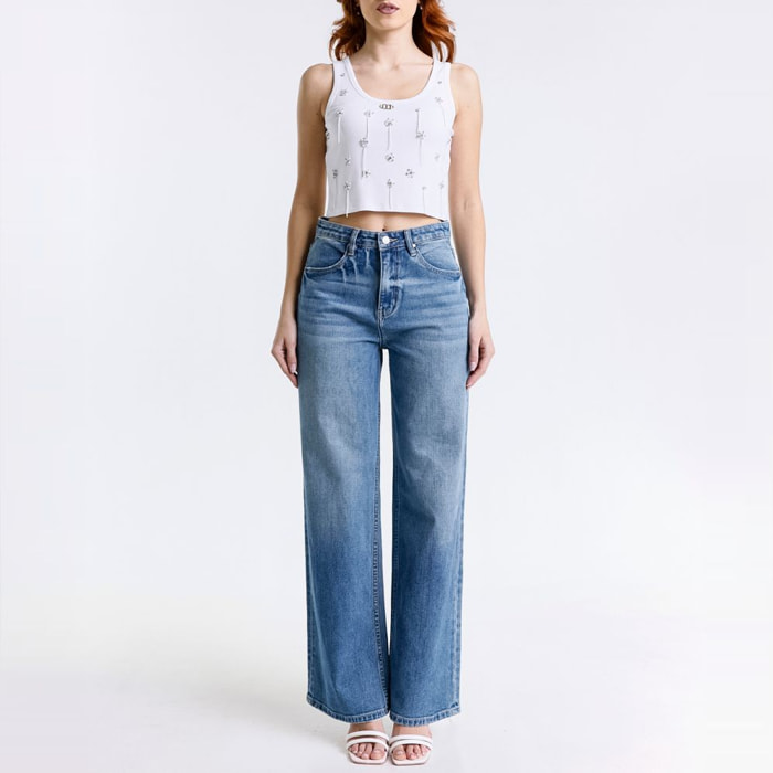 Jeans - taglio ampio - blu denim
