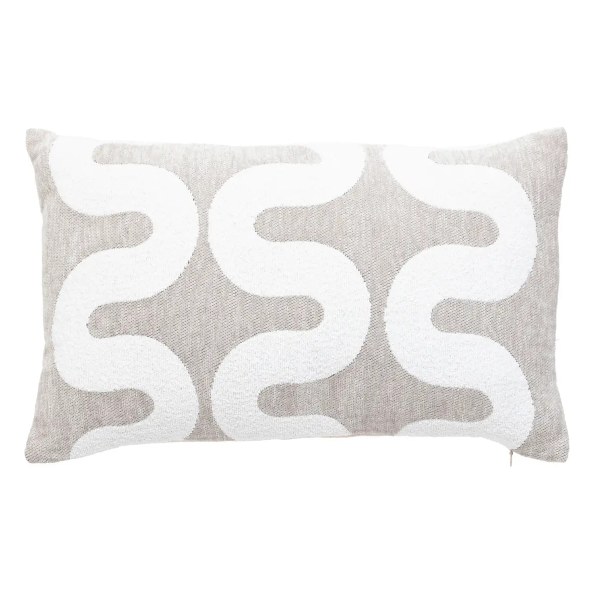 Housse de coussin Jeni chenille beige lin 50x30cm