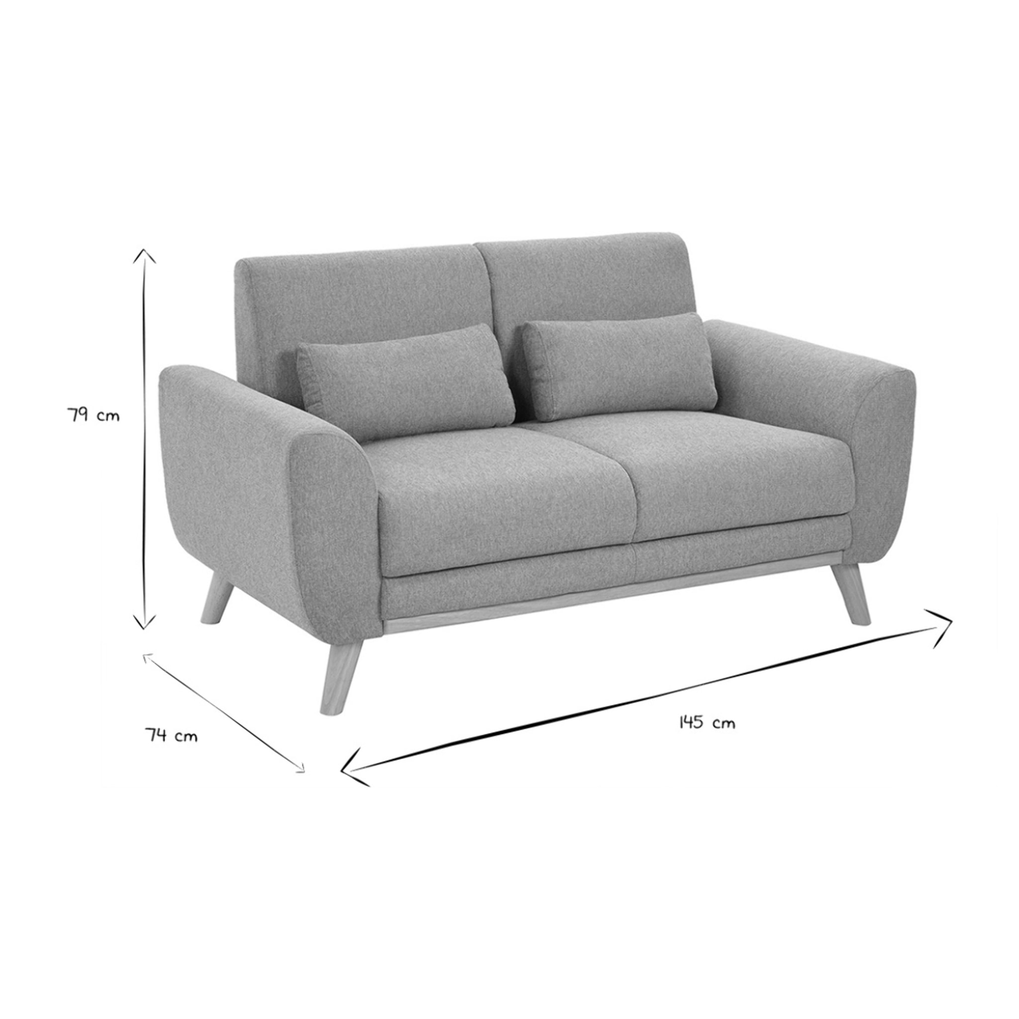 Canapé scandinave 2 places en tissu effet velours texturé terracotta et bois clair EKTOR