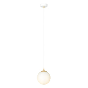 Lampada a sospensione Royal in acciaio bianco opaco e oro