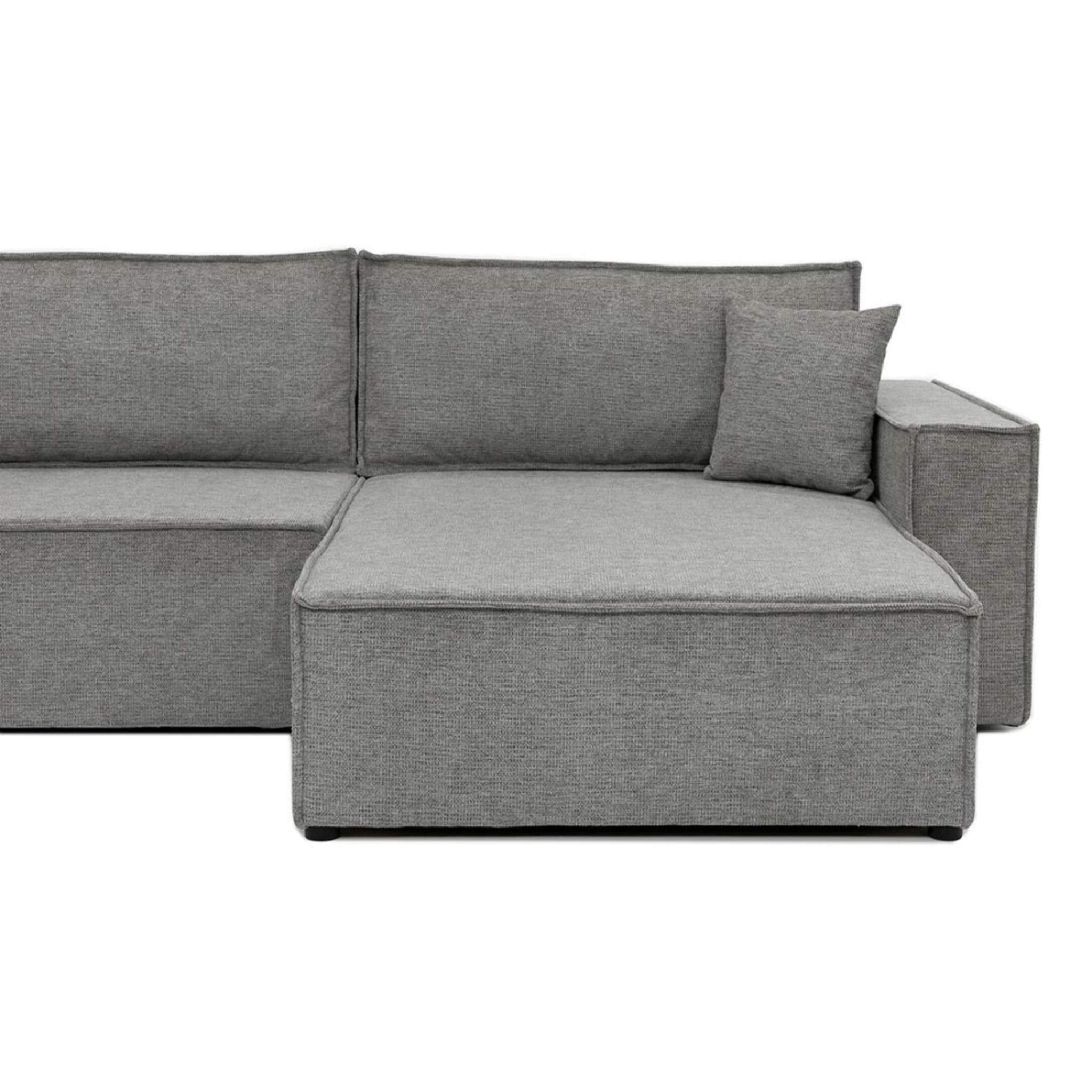 Cezanne - Canapé d'angle réversible 5 places convertible avec coffre en tissu texturé - Gris