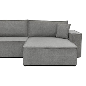 Cezanne - Canapé d'angle réversible 5 places convertible avec coffre en tissu texturé - Gris