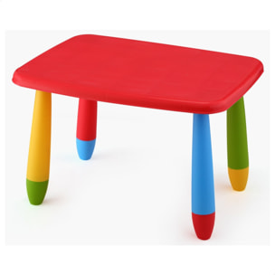 Well home - mesita infantil rectangular roja, en plástico, l:73 cm x f:58 cm x h:48 cm