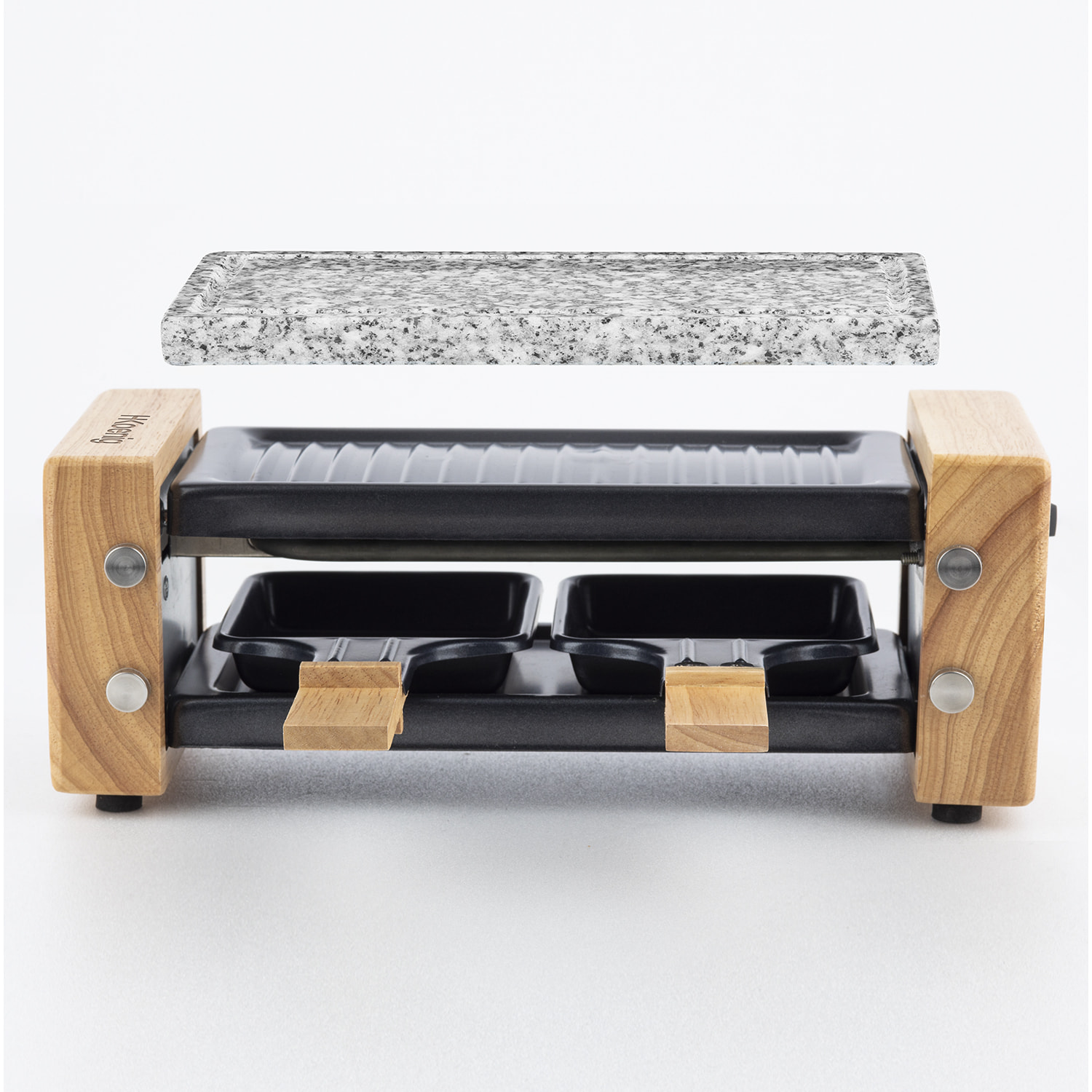 Raclette 2 Personas 2 en 1, Plancha Con Piedra Natural, 350 W.