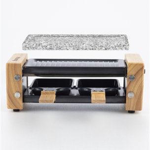 Raclette 2 Personas 2 en 1, Plancha Con Piedra Natural, 350 W.