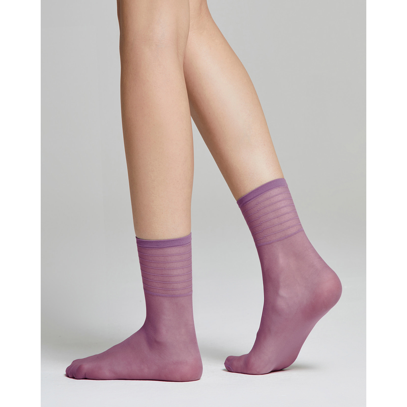 Calzino velato Iris con righe in trasparenza