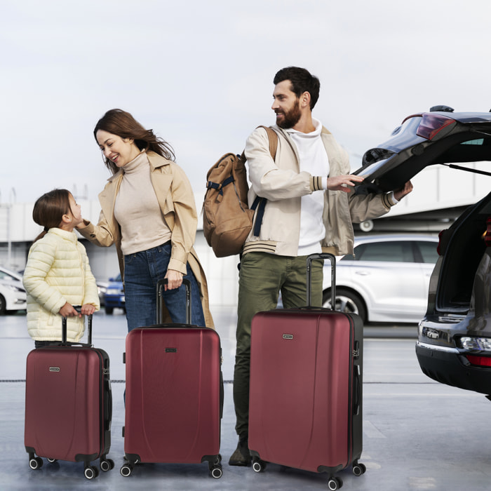 Juego De Maletas Rígidas Abs Itaca Tiber Granate-Antracita