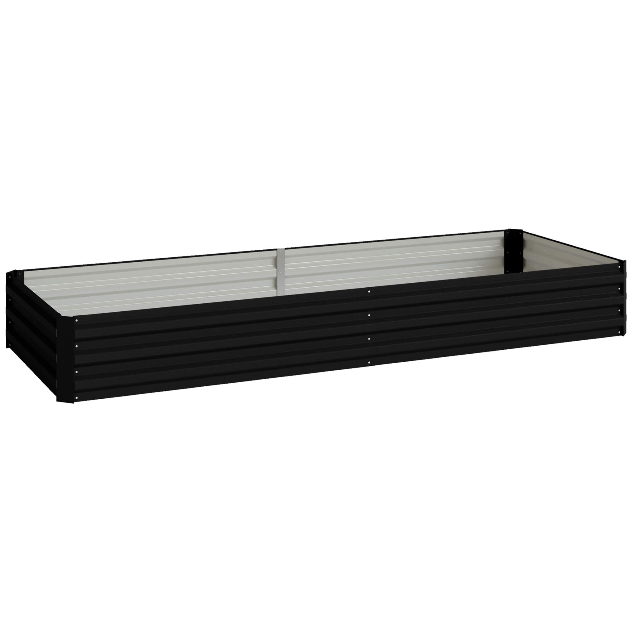 Carré potager de jardin dim. 241L x 90l x 30H cm tôle d'acier ondulée noir