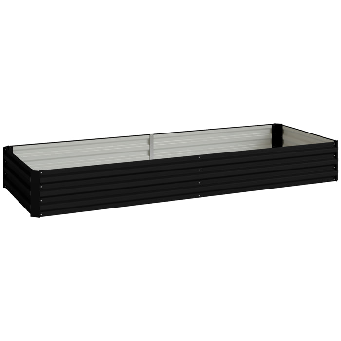 Carré potager de jardin dim. 241L x 90l x 30H cm tôle d'acier ondulée noir