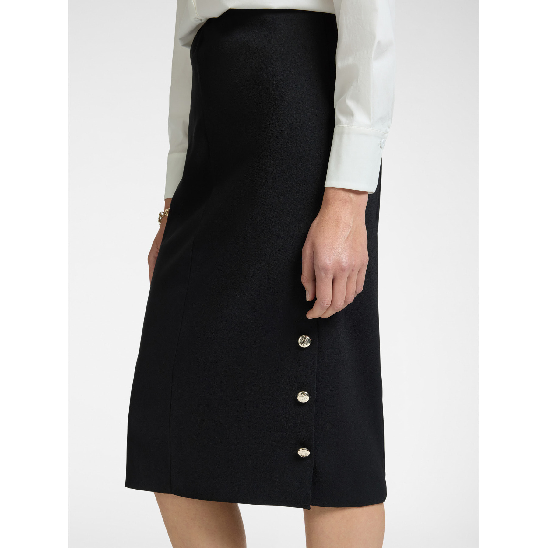 Elena Mirò - Falda lápiz de crepé elástico - Negro