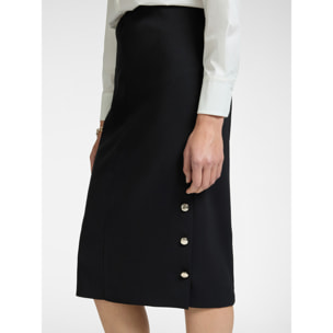 Elena Mirò - Falda lápiz de crepé elástico - Negro