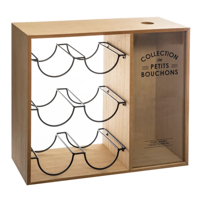 Porte - bouteilles "Loft" - métal et bois - 39 - 7x35 cm