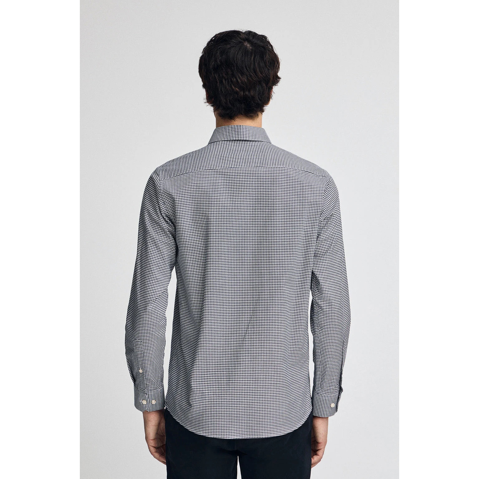 Camisa azul marina de corte slim y cuadros vichy con logo Rigby Go