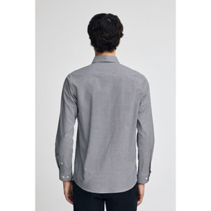 Camisa azul marina de corte slim y cuadros vichy con logo Rigby Go