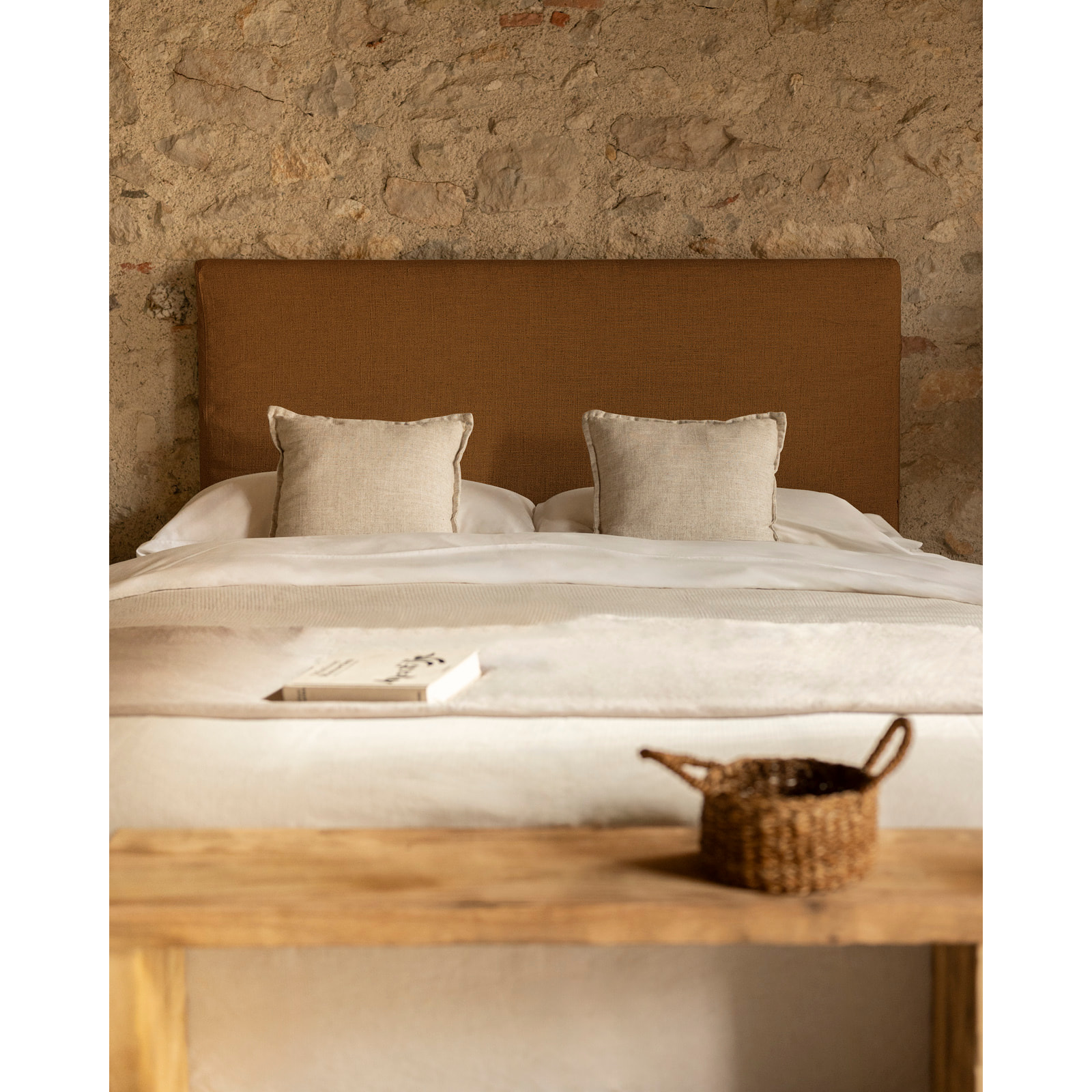 Housse de tête de lit en lin terracotta en différentes tailles