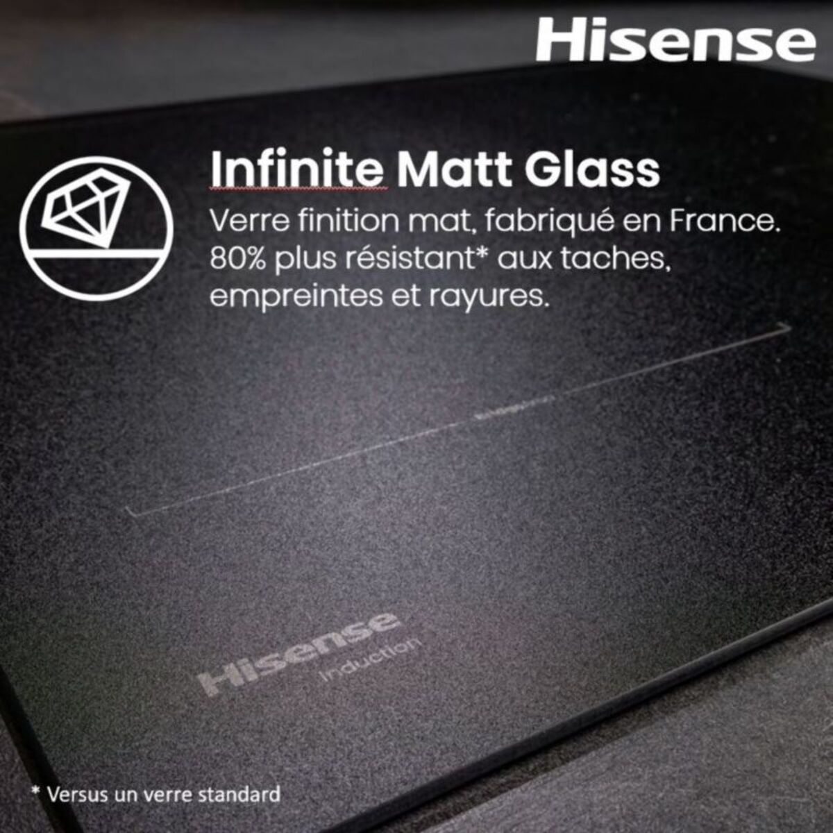 Plaque induction aspirante HISENSE HEH8443BSRWF InfiniteMattGlass