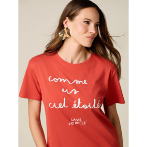 Oltre - T-shirt con stampa lettering - Arancione