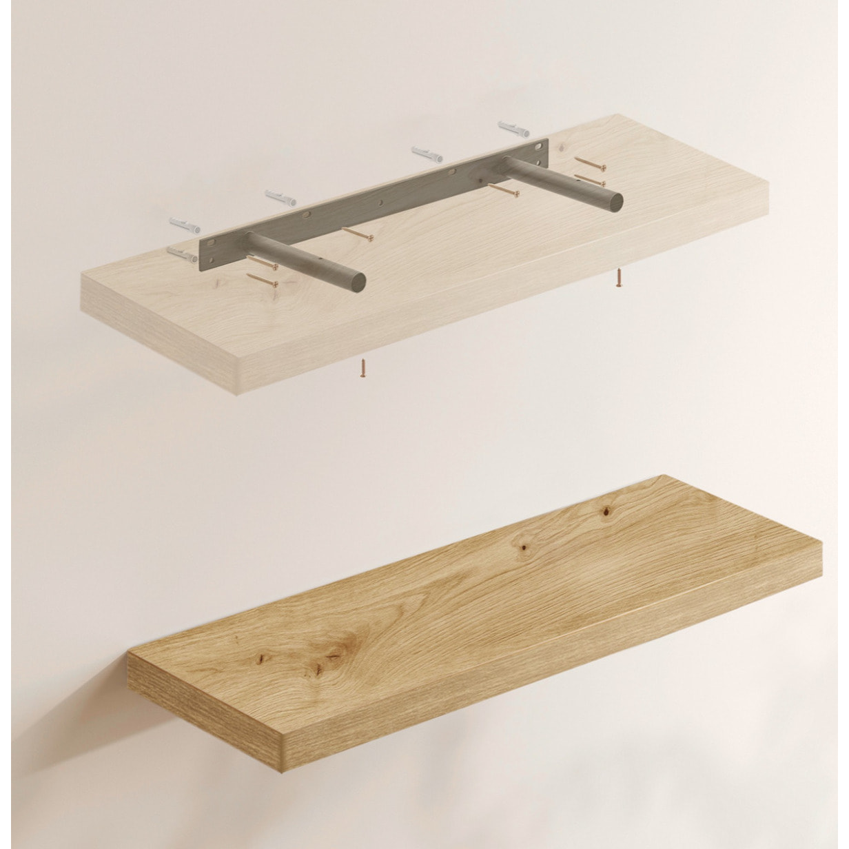 Mensola a muro moderna sospesa Rovere Artisan 80 cm