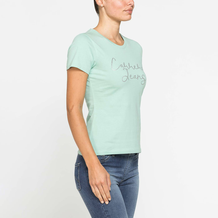 T-SHIRT CON STAMPA FRONTALE IN JERSEY DI COTONE