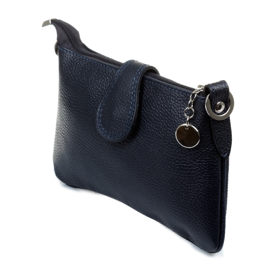 FIRENZE ARTEGIANI Borsa a Mano da Donna Allerona. Vera Pelle Dollaro Made in Italy 24x2x14 Cm. Colore blu marino
