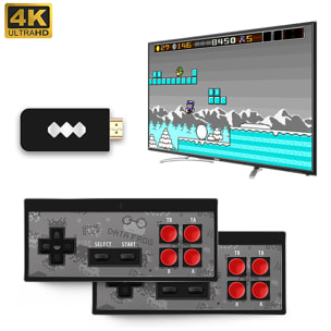 Console per videogiochi collegata allo schermo della TV. Supporta 4K. Include 568 giochi.