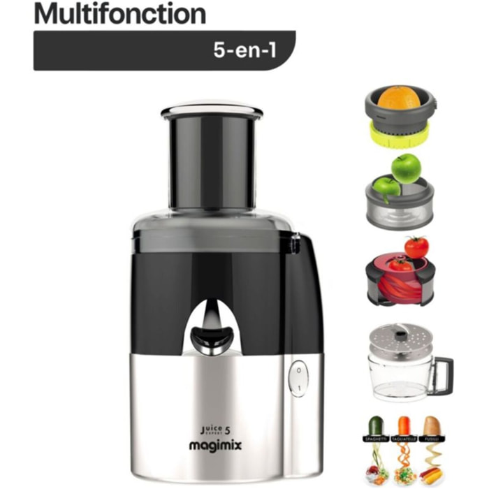 Extracteur de jus MAGIMIX 18093F Juice Expert 5 Chrome et Noir