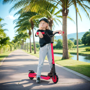 Patinete Eléctrico Plegable MAX 10 KM/H Patín Eléctrico de +6 Años Motor 120 W Autonomía 6 KM Ruedas de 5" - 5,5" Freno Posterior Altura Ajustable Luces LED y Marco de Aluminio Rojo