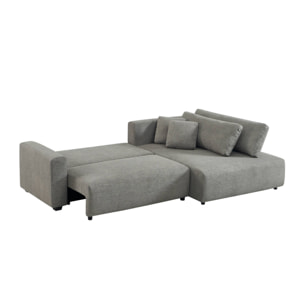Canapé d'angle droit convertible 3 places tissu avec coffre WIDE