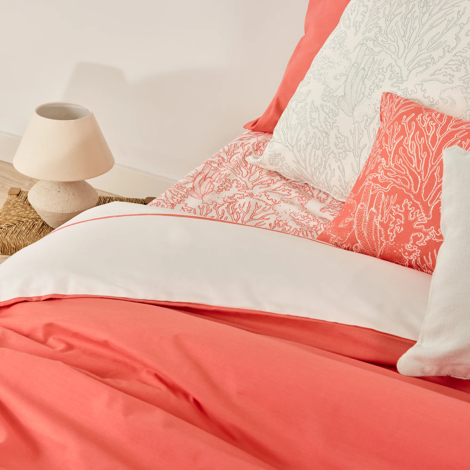Housse de couette réversible en popeline 80 fils Coral-Ibiza Coral