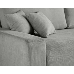 Pivoine - canapé droit 3 places - convertible avec coffre - en velours texturé - Gris