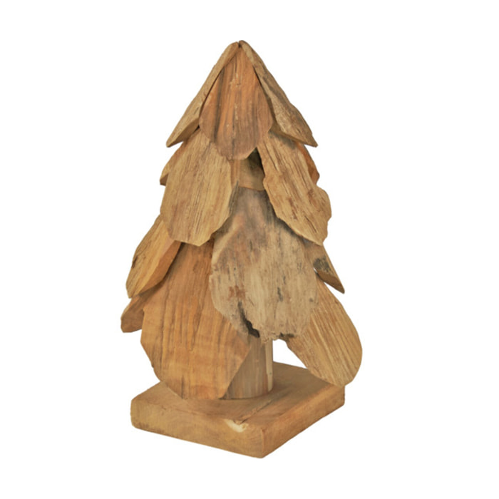 Sapin de 30 cm de haut en Teck - Naturel et Rustique - GONA