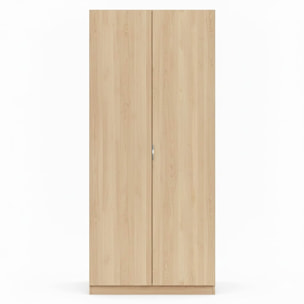 Armadio Guardaroba A 2 Ante Con Asta Appendiabiti E Ripiano Interno Mobile Armadio Salvaspazio Design Moderno Minimal 81 x 52 x 180 Cm Rovere Chiaro