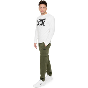 T-shirt da uomo in cotone elasticizzato a manica lunga con logo grande "Basic"