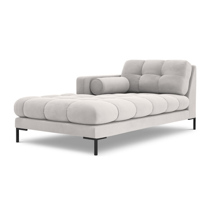Méridienne gauche "Bali" en velours argent